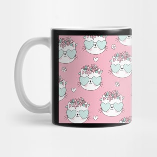 Pink pattern flower cute cats lover Mug